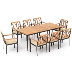 Costway 9 PCS Patio Dining Set Table With 1.9" Umbrella Hole & 8 Dining Chairs Outdoor 14 Costway 9 PCS Patio Dining Set Table With 1.9" Umbrella Hole & 8 Dining Chairs Outdoor -Costway GUEST 859323ca 4f65 4220 941d 8b86b47108d2