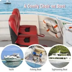 Costway Set Of 2 Low Back Boat Seat Folding Fishing Boat Seat Stainless Steel Screws Included Blue/Red -Costway GUEST 85ac1c47 1160 4ea3 8208 7bf5afc63d6c