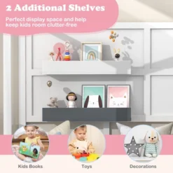 Costway Twin Size Kids House Bed With Fence Window Wooden Slats & 2 Storage Shelves 17 Costway Twin Size Kids House Bed With Fence Window Wooden Slats & 2 Storage Shelves -Costway GUEST 85c79d14 df51 4f8c 8ae7 e4d4cff76cec