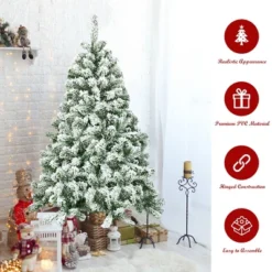Costway 4.5FT Snow Flocked Artificial Christmas Tree Hinged W/400 Tips And Foldable Base -Costway GUEST 862a40cf 13e3 4d89 a2ee ba15b78ce35d 1