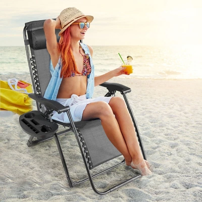 Costway 2PC Oversize Lounge Patio Heavy Duty Folding Recliner 11 Costway 2PC Oversize Lounge Patio Heavy Duty Folding Recliner - Image 9