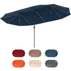 Costway 15.5 FT Extra-Large Patio Umbrella With LED Solar Lights & 12 Heavy-Duty Ribs Beige/Orange/Brown/Gray/Navy/Red -Costway GUEST 863acf99 f20f 4ec2 b535 fa31a6adf157
