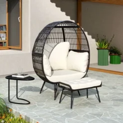 Costway 2 PCS Patio Wicker Lounge Basket Set Oversized Egg Chair With Soft Cushions 14 Costway 2 PCS Patio Wicker Lounge Basket Set Oversized Egg Chair With Soft Cushions -Costway GUEST 864aabbc 7314 4d0e ac0a e5f08a1de463