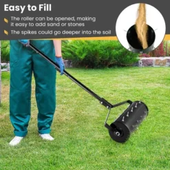 Costway 18" Manual Lawn Aerator Heavy Duty Rolling Push Grass Filled With Sand Or Stone Aeration Tool With Handle Green/Black -Costway GUEST 864f7e49 5563 4a84 9751 ca15c07f62b4