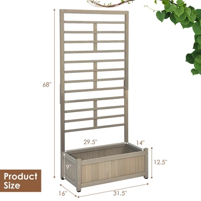 Costway 68in Wood Planter Box With Trellis Raised Garden Bed For Climbing Plants 5 Costway 68in Wood Planter Box With Trellis Raised Garden Bed For Climbing Plants - Image 3