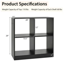 Costway 4-Cube Bookcase Floor Open Wooden Bookshelf Storage Cabinet Toy Organizer Black/White/Natural -Costway GUEST 8683ac7b 26c9 406c 8592 cb25eeb37de5