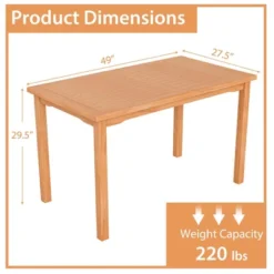 Costway Patio Rectangle Dining Table Teak Wood Spacious Slatted Tabletop Outdoor Up To 6 13 Costway Patio Rectangle Dining Table Teak Wood Spacious Slatted Tabletop Outdoor Up To 6 -Costway GUEST 86c0b94f aaa8 4ef3 aeae 7fc04cbb01eb