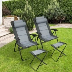 Costway 4PCS Patio Folding Dining Chair Ottoman Set Recliner Adjustable Gray 21 Costway 4PCS Patio Folding Dining Chair Ottoman Set Recliner Adjustable Gray -Costway GUEST 86f71f3c 7442 44f1 92f9 a29501170ee4