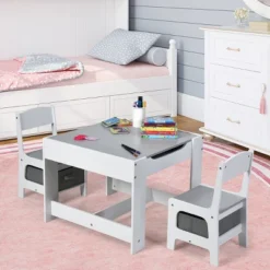 Costway Kids Table Chairs Set With Storage Boxes Blackboard Whiteboard Drawing GreyNature 16 Costway Kids Table Chairs Set With Storage Boxes Blackboard Whiteboard Drawing GreyNature -Costway GUEST 86ffcafc f435 4d98 86c3 7abc5eebc373