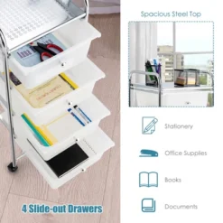 Costway 4-Drawer Cart Storage Bin Organizer Rolling W/Plastic Drawers YellowClearMulticolorRainbow 15 Costway 4-Drawer Cart Storage Bin Organizer Rolling W/Plastic Drawers YellowClearMulticolorRainbow -Costway GUEST 87282857 0eaa 4484 ac22 2395bc4b9937