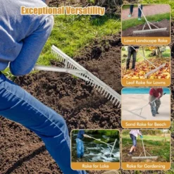 Costway Landscape Rake With 36" Head & 68" Handle Heavy-Duty Aluminum Leaf Rake For Lawns -Costway GUEST 874293b3 0ad7 42f1 8250 eb944d3862d8