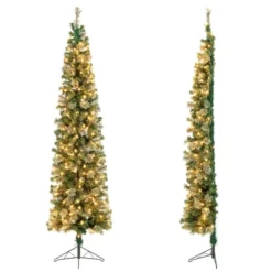 Costway 7ft Pre-lit PVC Artificial & Pine Needles Half Christmas Tree W/ 450 Branch Tips & 150 Lights -Costway GUEST 874bdc14 6e6b 4fcd 9d4c 5f53abd17aa6