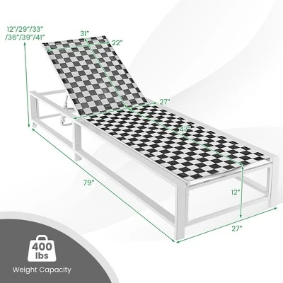 Costway Patio Lounge Chair Chaise Adjustable Reclining Chair Garden Deck Wheel 3 Costway Patio Lounge Chair Chaise Adjustable Reclining Chair Garden Deck Wheel - Image 2