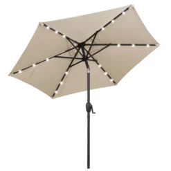 Costway 7.5 Ft Solar Powered Patio Umbrella With LED Lights Push Button Tilt Crank Handle Beige/Gray/Navy/Black/Brown/Red -Costway GUEST 87543b81 d59c 465b 8f47 468ccaff8859