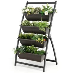 Costway 4 FT 4-Tier Vertical Raised Garden Bed Elevated Planter Box W/4 Container Boxes -Costway GUEST 875792c1 c4f5 4617 8dbb 092c78793e4b