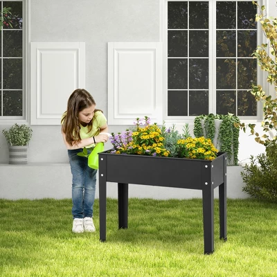Costway 24'' Raised Garden Bed With Legs Metal Elevated Planter Box Drainage Hole Backyard 3 Costway 24'' Raised Garden Bed With Legs Metal Elevated Planter Box Drainage Hole Backyard