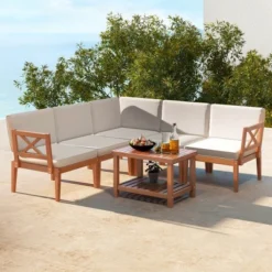 Costway 6 PCS Acacia Wood Patio Furniture Set With Cushions And 2-Tier Coffee Table 15 Costway 6 PCS Acacia Wood Patio Furniture Set With Cushions And 2-Tier Coffee Table -Costway GUEST 87b4d967 f0d0 4037 8e48 fa20319a61dd