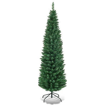 Costway 5'/6'/7'/8' /9' PVC Artificial Pencil Christmas Tree Slim Green 13 Costway 5'/6'/7'/8' /9' PVC Artificial Pencil Christmas Tree Slim Green - Image 11