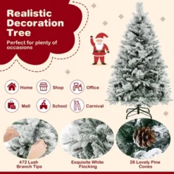 Costway 4.5 FT/6FT/7ft Pre-Lit Snow Flocked Christmas Tree Hinged Xmas Tree With8 Modes 160/240/320 Lights 18 Costway 4.5 FT/6FT/7ft Pre-Lit Snow Flocked Christmas Tree Hinged Xmas Tree With8 Modes 160/240/320 Lights -Costway GUEST 87e3abba 181f 4857 bd73 bdf5fe1f9697