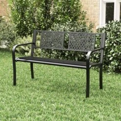 Costway Outdoor Bench 50 Inches Garden Bench With Patterned Backrest And Curved Armrests -Costway GUEST 887a51a8 36b4 4660 b94d 38367ceb7444