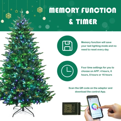 Costway 6ft7ft8ft App-Controlled Pre-lit Christmas Tree Multicolor Lights W/ 15 Modes 9 Costway 6ft7ft8ft App-Controlled Pre-lit Christmas Tree Multicolor Lights W/ 15 Modes - Image 7
