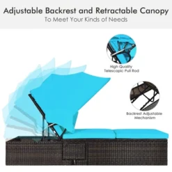 Costway Patio Rattan Lounge Chair Chaise Cushioned Top Canopy Adjustable Turquoise 19 Costway Patio Rattan Lounge Chair Chaise Cushioned Top Canopy Adjustable Turquoise -Costway GUEST 889ccc2e aa7f 44f8 a172 9d36fe381f44