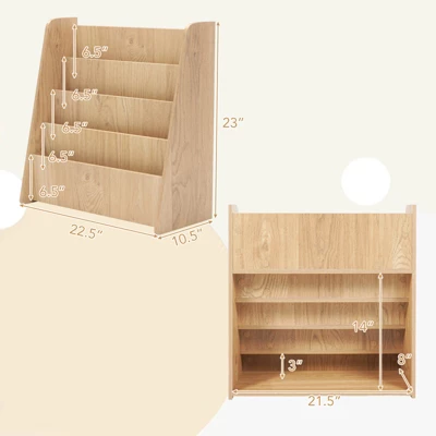 Costway 4-tier Kids Wooden Bookshelf Toddlers Book Rack With Deep Shelves Natural/White 4 Costway 4-tier Kids Wooden Bookshelf Toddlers Book Rack With Deep Shelves Natural/White - Image 2