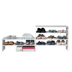 Costway 3 PCS Stackable Shoe Rack 31-Inch Horizontal Organizer 2-tier StorageShelf WhiteBrown -Costway GUEST 893e1336 f96d 4e2d 9c38 425be1ed95e1