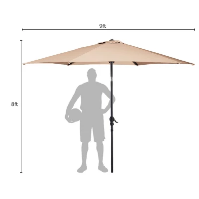 Costway 9FT Patio Umbrella Patio Market Steel Tilt W/ Crank Outdoor Yard Garden, White 5 Costway 9FT Patio Umbrella Patio Market Steel Tilt W/ Crank Outdoor Yard Garden, White - Image 3