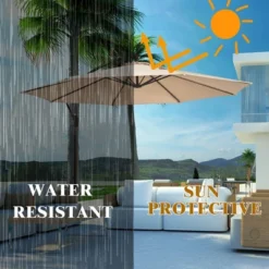 Costway 10FT Patio Offset Hanging Umbrella Easy Tilt Adjustment 8 Ribs Backyard BurgundyBeigeTanBlue -Costway GUEST 899e4134 ddf8 4deb 8010 408d8602244b