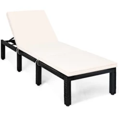 Costway Patio Rattan Lounge Chair Chaise Couch Cushioned Height Adjustable Pool Garden White -Costway GUEST 89a8d8a4 7aec 4e62 946d 6ca3cc260d5a