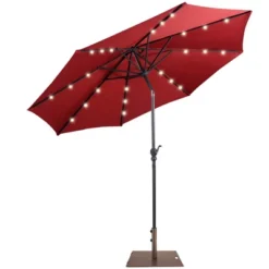 Costway 10ft Solar Lights Patio Umbrella Outdoor W/ 50 LBS Movable Umbrella Stand Red -Costway GUEST 89f7b73d 1db6 45d8 9d07 f482ec44dd90