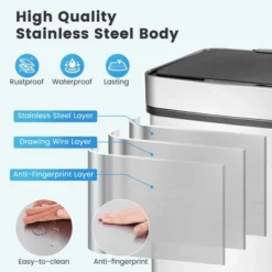 Costway 19 Gal Kitchen Trash Can With Soft Closing Lid & Stay-open Design Inner Buckets Silver -Costway GUEST 8a04ecbe f869 4fd4 a976 b9bb648cd8d2