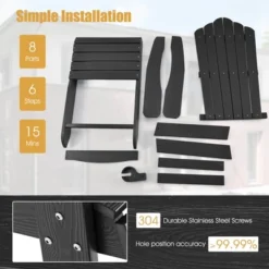 Costway Adirondack Chair HIPS Adirondack Chair With Cup Holder & Cushion Black/Green/Navy/Grey/White/Yellow -Costway GUEST 8a417626 c651 4c54 89ed d0f85b24c0e8