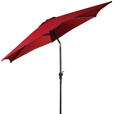 Costway 10FT Patio Umbrella 6 Ribs Market Steel Tilt W/ Crank Outdoor Garden Burgundy 3 Costway 10FT Patio Umbrella 6 Ribs Market Steel Tilt W/ Crank Outdoor Garden Burgundy
