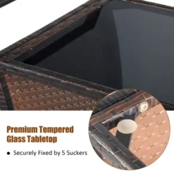 Costway Patio Rattan Bar Serving Cart Wheels Ice Bucket Glass Top Handle Garden -Costway GUEST 8a604216 1faf 4ddb be1c 4c3cac552d9d