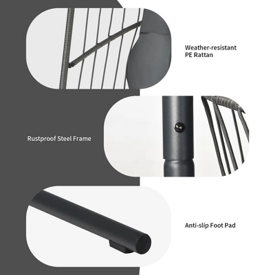 Costway Hanging Wicker Egg Chair W/ Stand Cushion Foldable Outdoor Indoor 8 Costway Hanging Wicker Egg Chair W/ Stand Cushion Foldable Outdoor Indoor - Image 6