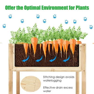 Costway Raised Garden Bed 42''x30''x32'' Elevated Wood Planter Box Stand Patio Yard 8 Costway Raised Garden Bed 42''x30''x32'' Elevated Wood Planter Box Stand Patio Yard - Image 6