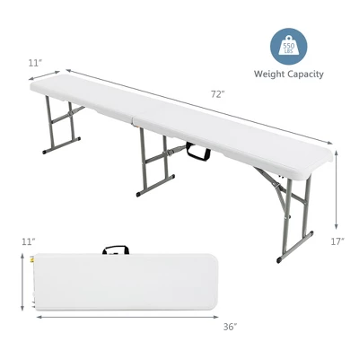 Costway 6 FT Portable Folding Bench Outdoor Picnic Bench 550 Lbs Limited For Dining 5 Costway 6 FT Portable Folding Bench Outdoor Picnic Bench 550 Lbs Limited For Dining - Image 3