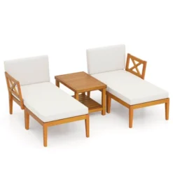 Costway 5 PCS Acacia Wood Patio Chaise Lounge Chair Set With 2-Tier Coffee Table Cushions 20 Costway 5 PCS Acacia Wood Patio Chaise Lounge Chair Set With 2-Tier Coffee Table Cushions -Costway GUEST 8aa0d3b6 c52d 4638 b5bb c5bb7a55baad