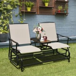 Costway 2 Person Patio Double Glider Steel Frame Loveseat Rocking With Center Table 15 Costway 2 Person Patio Double Glider Steel Frame Loveseat Rocking With Center Table -Costway GUEST 8af7ff86 0873 43d4 b0b7 30b6102b3940