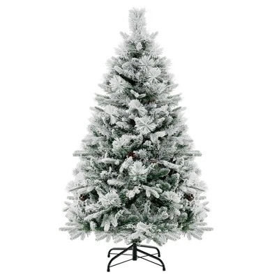 Costway 4.5 FT/6FT/7ft Pre-Lit Snow Flocked Christmas Tree Hinged Xmas Tree With8 Modes 160/240/320 Lights 11 Costway 4.5 FT/6FT/7ft Pre-Lit Snow Flocked Christmas Tree Hinged Xmas Tree With8 Modes 160/240/320 Lights - Image 9