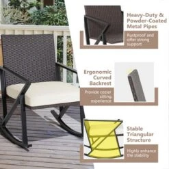 Costway 3PCS Patio Rattan Wicker Rocking Chairs Table Bistro Set Cushioned Rocker Garden -Costway GUEST 8b305c9f e48c 46de 8c66 c164e9e15405