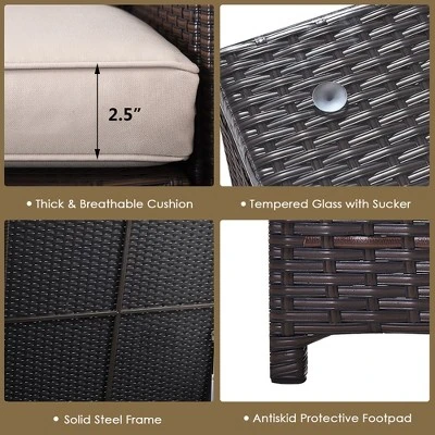 Costway 4PCS Outdoor Patio Rattan Furniture Set Cushioned Loveseat Storage Table 10 Costway 4PCS Outdoor Patio Rattan Furniture Set Cushioned Loveseat Storage Table - Image 8