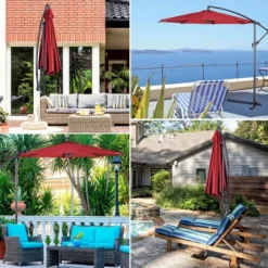Costway 10' Hanging Umbrella Patio Sun Shade Offset Outdoor Market W/t Cross Base Burgundy 11 Costway 10' Hanging Umbrella Patio Sun Shade Offset Outdoor Market W/t Cross Base Burgundy -Costway GUEST 8c8a153f 48b3 44dc 9d06 a5076d44b87a