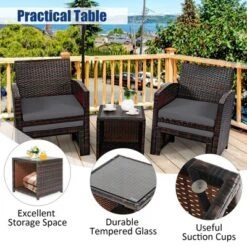 Costway 5PCS Patio Rattan Wicker Furniture Set Sofa Ottoman W/ Cushions -Costway GUEST 8ca097fa 15a7 47fb b0d5 770a5dc36339