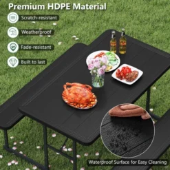 Costway Picnic Table Bench Set For 2-4 People Outdoor Rectangular Camping Dining Table Black/Gray/Green/White 20 Costway Picnic Table Bench Set For 2-4 People Outdoor Rectangular Camping Dining Table Black/Gray/Green/White -Costway GUEST 8cb2243a 5e63 4850 ae17 1ce9509a52a0