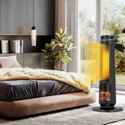 Costway 1500W Electric Space Heater PTC Fast Heating Ceramic Heater 3D Realistic Flame Black -Costway GUEST 8cc3fe98 fd96 4bab b226 4806e2e2746f