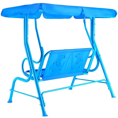 Costway Kids Patio Swing Chair Children Porch Bench Canopy 2 Person Yard Furniture Blue 3 Costway Kids Patio Swing Chair Children Porch Bench Canopy 2 Person Yard Furniture Blue