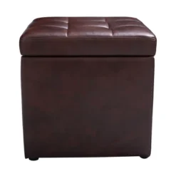 Costway 16''Cube Ottoman Pouffe Storage Box Lounge Seat Footstools With Hinge Top Red Brown -Costway GUEST 8cf1a709 5e20 4f93 a2d2 a310192bb084